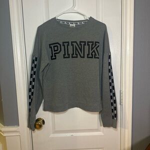 Victoria's Secret PINK Womens Gray Spellout Logo Crewneck‎ Sweatshirt XS